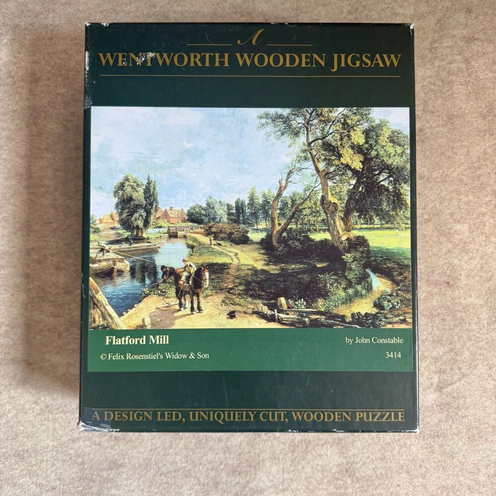 Vtg Wentworth wooden jigsaw puzzle Flatford Mill 500 pc whimsy shapes COMPLETE